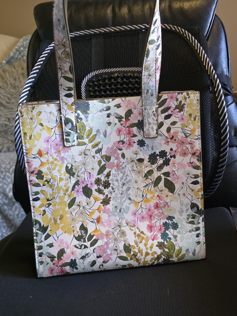 Ted Baker-Floral Print Tote Bag - Pink, Yellow & Green